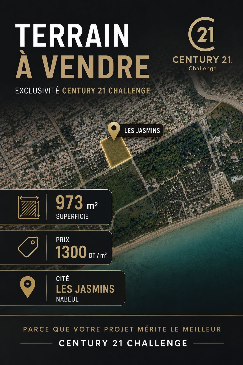 Terrain Villa à vendre à Cité jasmin - 973 m²