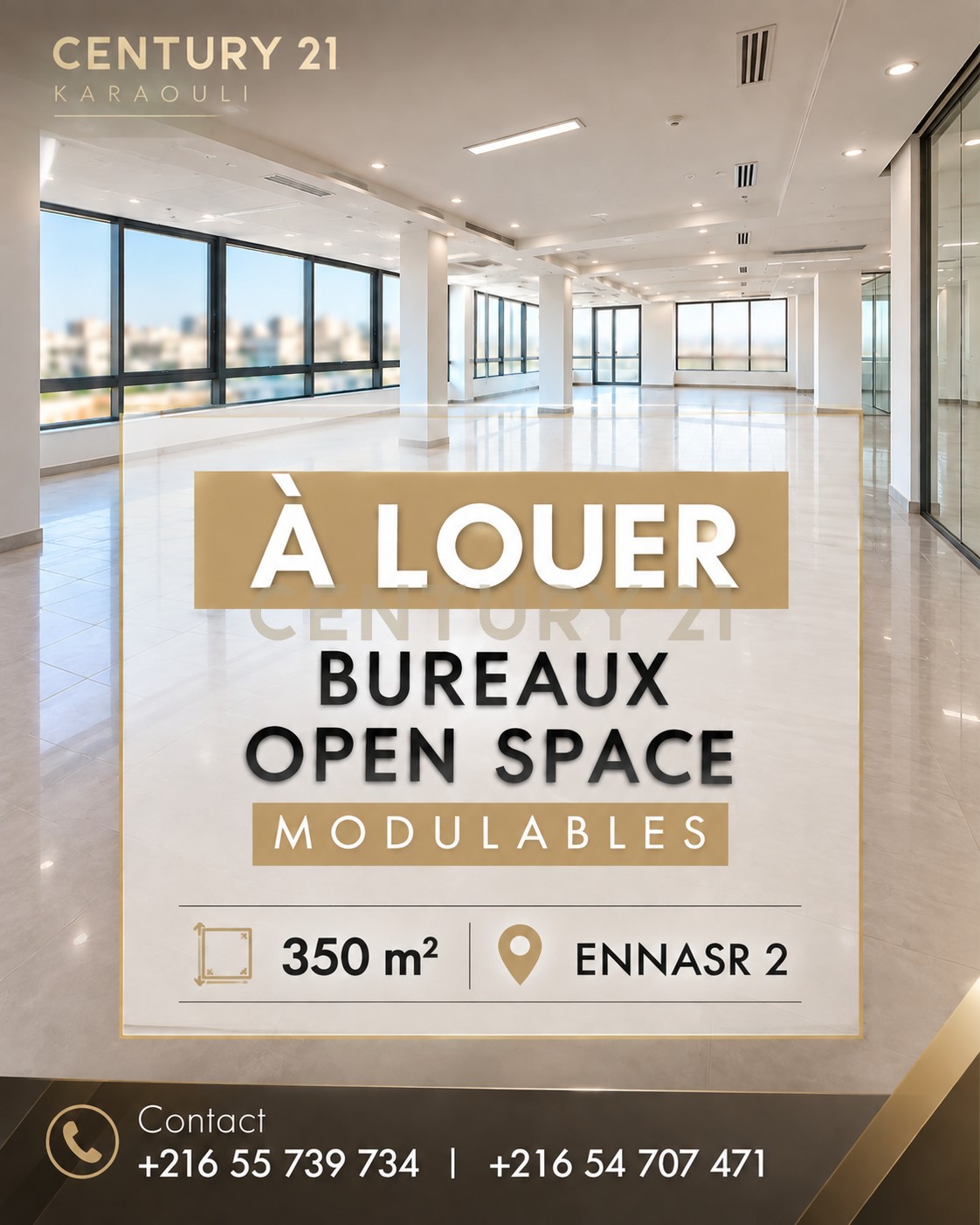 À louer bureau H+0 Cite Ennasr 2
